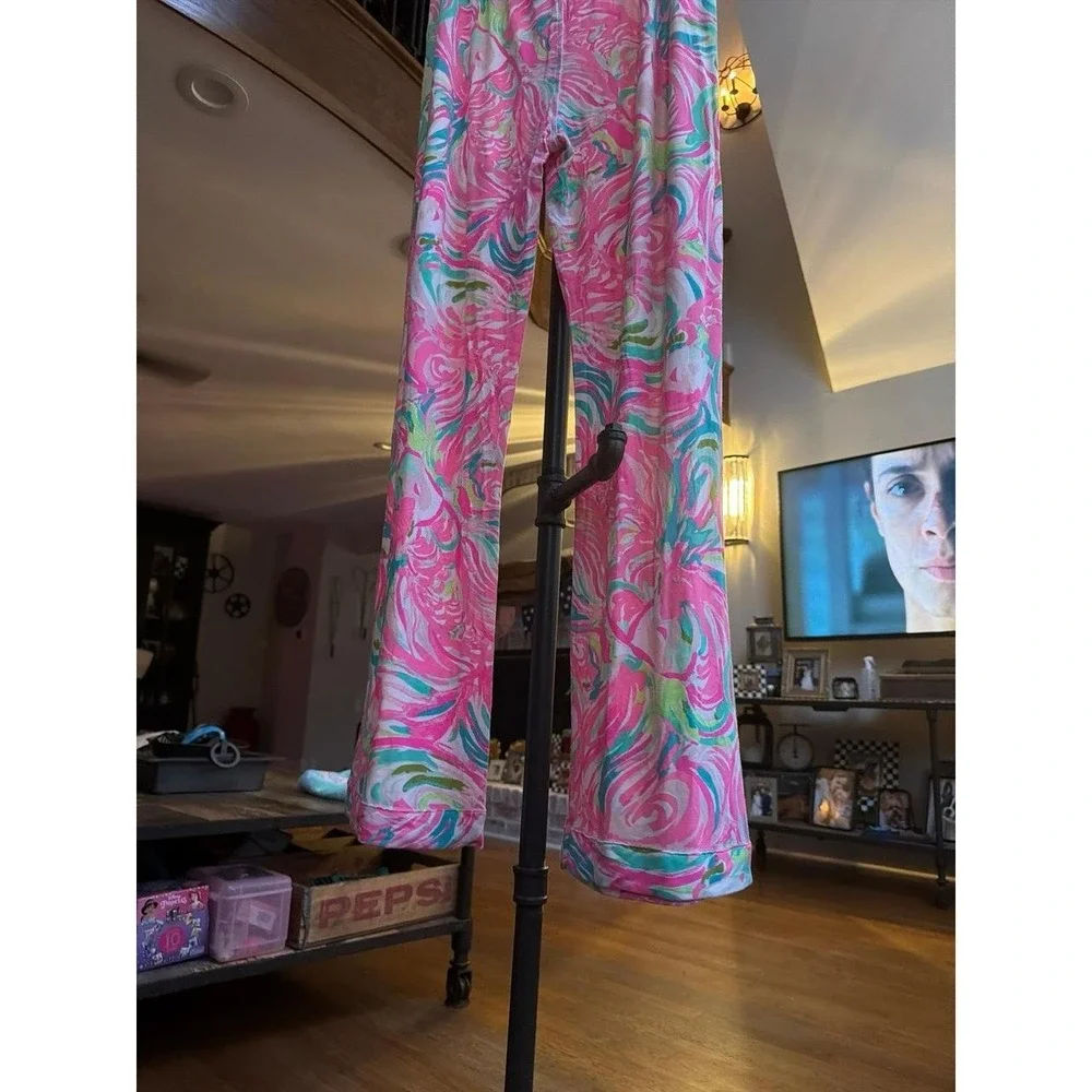 Pulitzer printed knit pajama pants colorful pink, green, and blue women's large